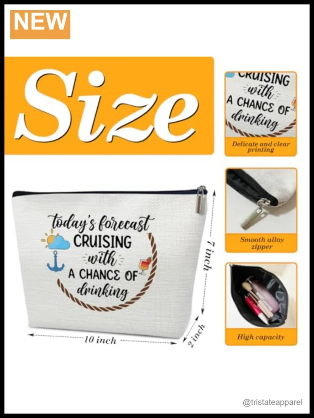 Cruise Makeup Bag - Travel Cosmetic Pouch Zipper Organizer